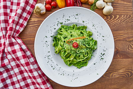 vegetable salad on white ceramic plate thumbnail