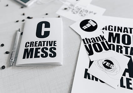 Top view of black and white typography sentences thumbnail