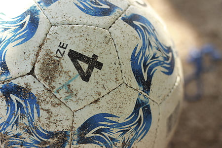 closeup photo of blue and white soccer ball thumbnail