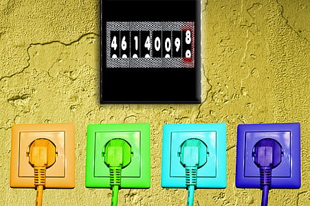 four assorted-color power plugs thumbnail