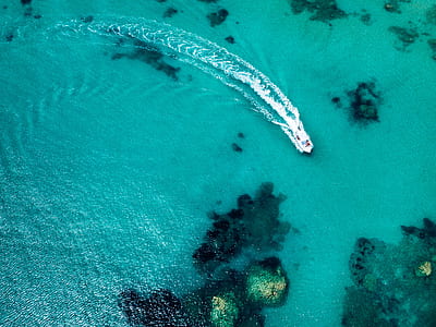 bird's eye view of moving speed boat thumbnail