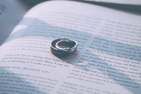 silver-colored ring with clear gemstone on book page thumbnail