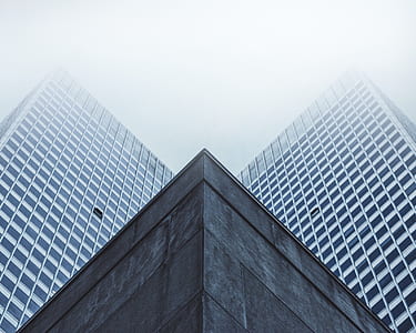 low-angle photography of white curtain wall buildings thumbnail