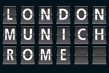 London Munich Rome text thumbnail