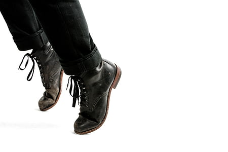 pair of black leather lace-up dress shoes thumbnail