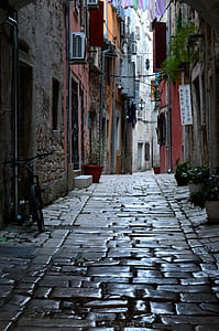 black and red bicycle beside brown bricked wall thumbnail