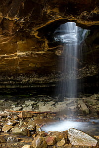 water from hole towards rocks inside cave thumbnail