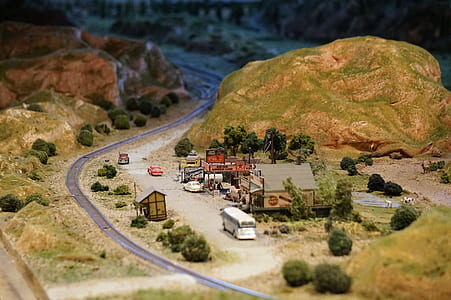 village near mountain miniature set thumbnail