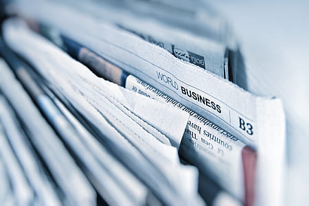 shallow focus on World Business B3 newspaper thumbnail