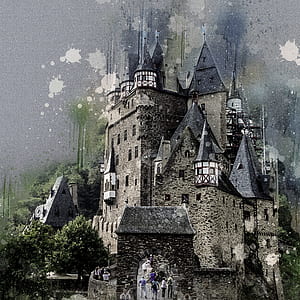 gray and black concrete castle painting thumbnail