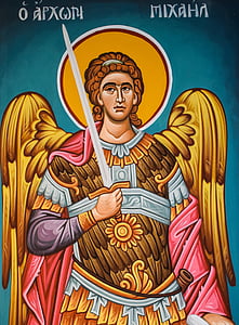 white and brown angel holding sword illustration thumbnail