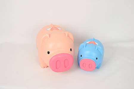 pink and blue pig coin banks thumbnail