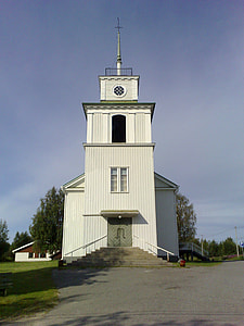 Pelkosenniemi Church tower in Finland thumbnail