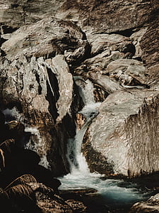 photography of waterfalls and brown stone thumbnail