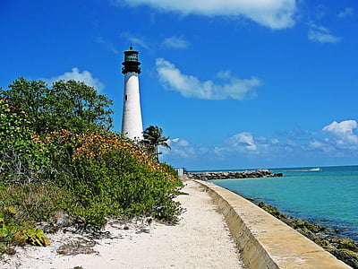 concrete lighthouse near water at daytime thumbnail