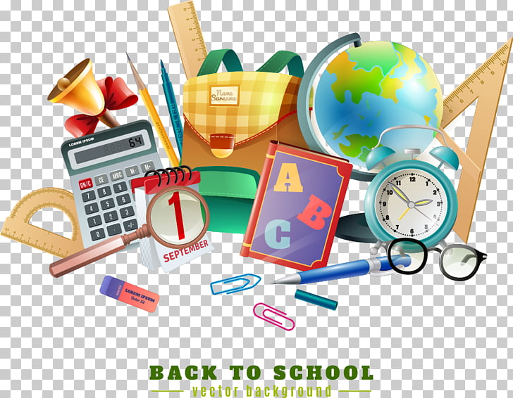 Poster Stationery Illustration, school supplies and chalkboard, Back to school text PNG clipart