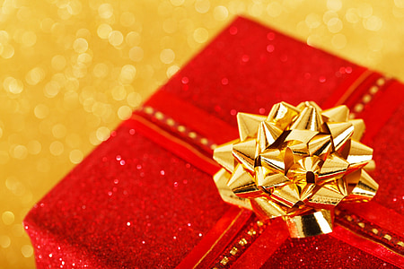 red gift box with gold-colored ribbon thumbnail