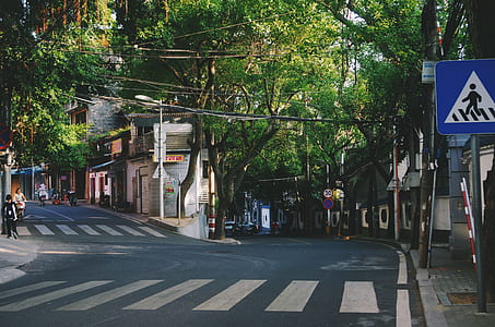 empty concrete road surrounded by stores at daytime thumbnail