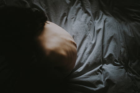 bed, sheets, person, back thumbnail