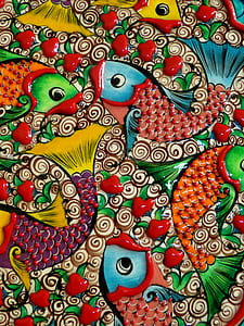 multicolored fish embossed painting thumbnail