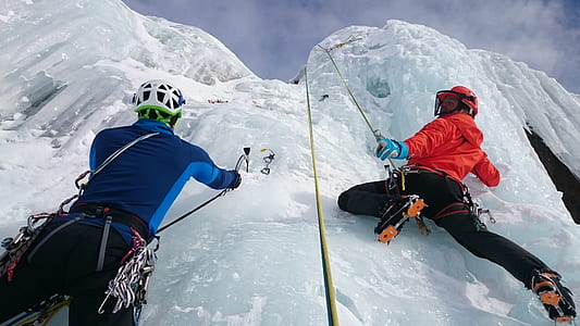 two person climbing on ice wall thumbnail