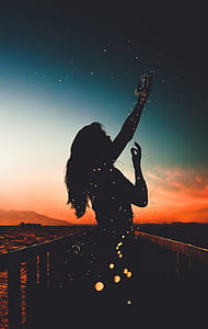 jetty, dawn, sunset, woman thumbnail