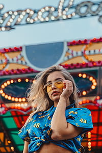 Young Model With Carnival Lights Photo thumbnail
