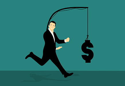Illustration of businessman chasing money - greed motivation thumbnail