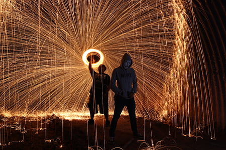 long exposure photography of person spinning fireworks thumbnail