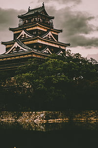 black and brown shrine under cloudy sky thumbnail
