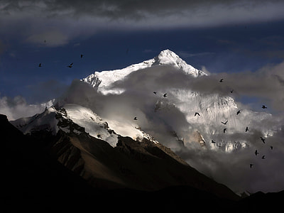 snow cover mountain surrounded with clouds thumbnail