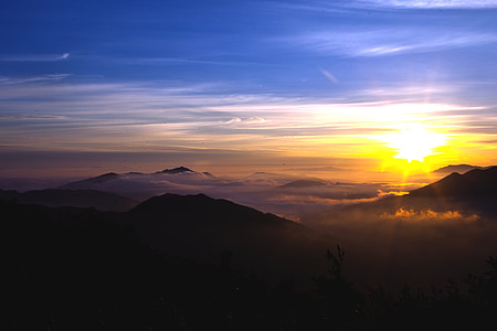 aerial view of mountain ranges during sunset thumbnail