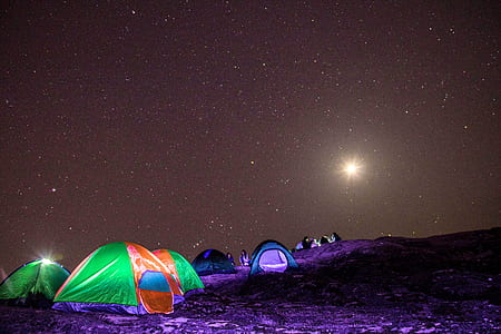 photo of dome tent during night time thumbnail