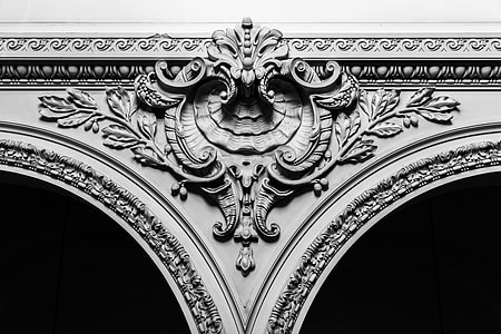 greyscale photo of furniture ornate fixture thumbnail