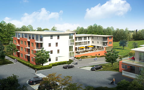 white and orange building thumbnail