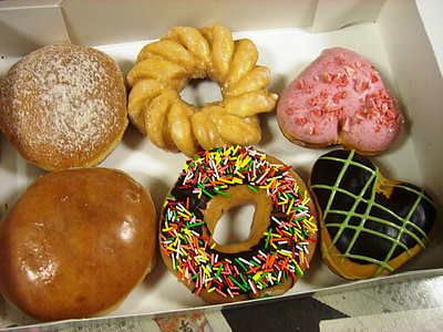 assorted-flavor doughnuts with box thumbnail