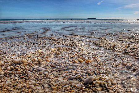 body of water under clear blue sky thumbnail