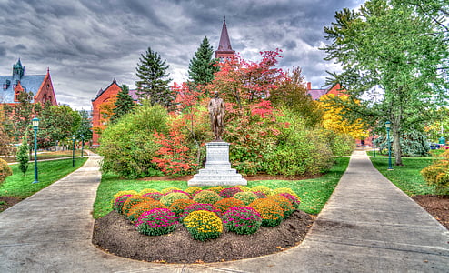landscape photography of garden near statue thumbnail
