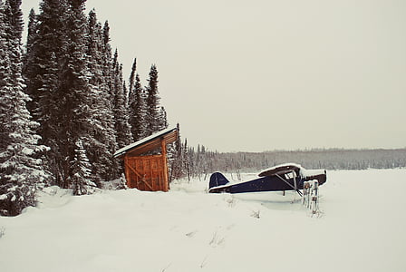 black monoplane beside shed thumbnail