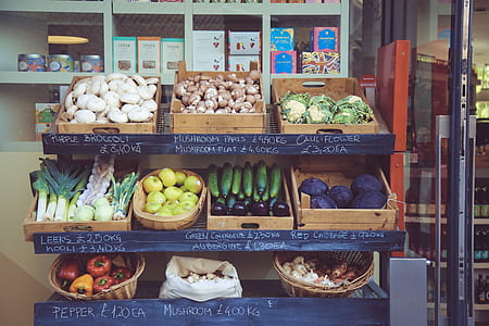 assorted vegetables in baskets thumbnail