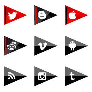 Social Media Flags svg vector icon sets