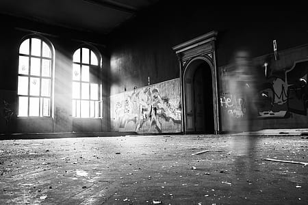 grayscale photo of room interior thumbnail