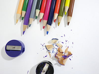 assorted-color pencils with blue and black sharpeners thumbnail