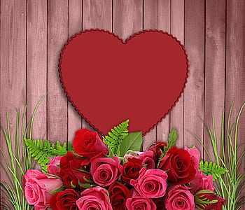heart wall decor beside roses thumbnail