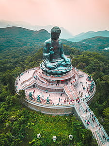 bird's eye view photo of Gautama Buddha statue during daytime thumbnail