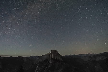 bird's eye view photography of rock formation during night time thumbnail