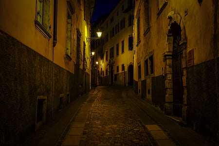 lights, night, street, dark thumbnail