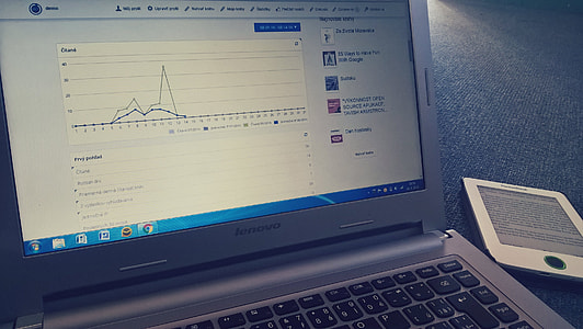 turned-on laptop computer displaying line graph thumbnail