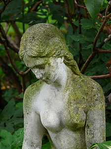 photo of naked woman statue surrounded by green plants thumbnail