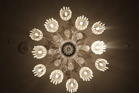 turned on beige downlight chandelier thumbnail